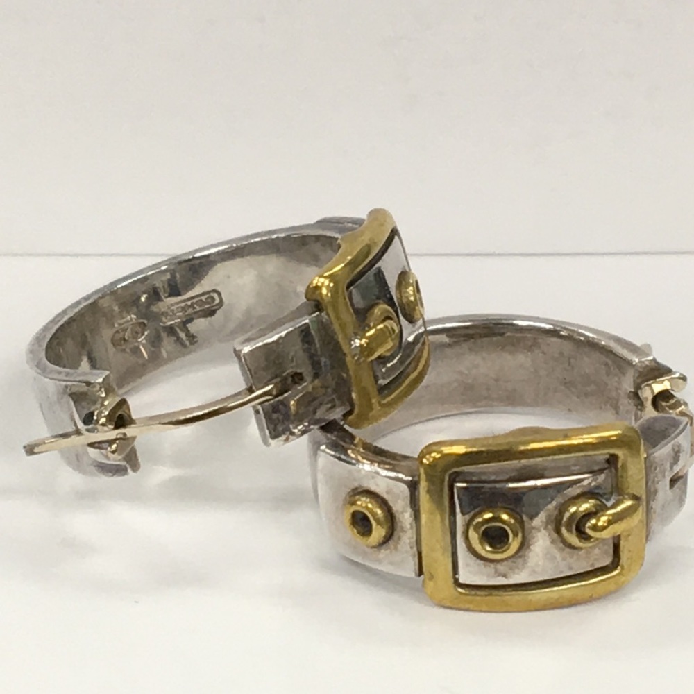Coach Sterling & Brass Buckle Earrings